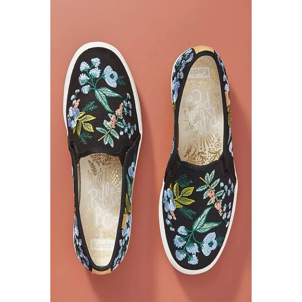 Keds Black Floral Embroidered Sneakers - Picture 2 of 16
